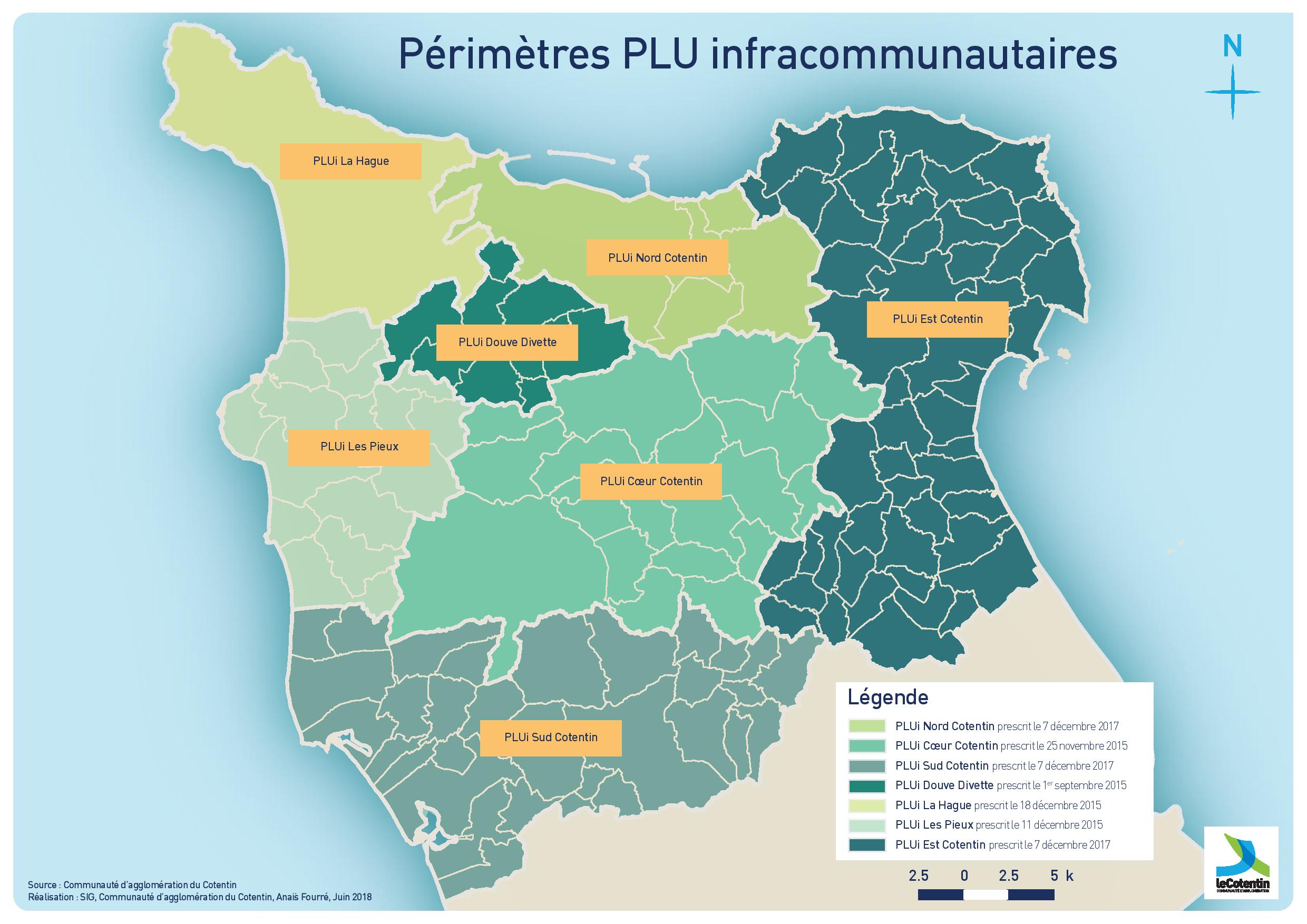 Carte identifiant les 7 Plans Locaux d'urbanisme infracommunautaires