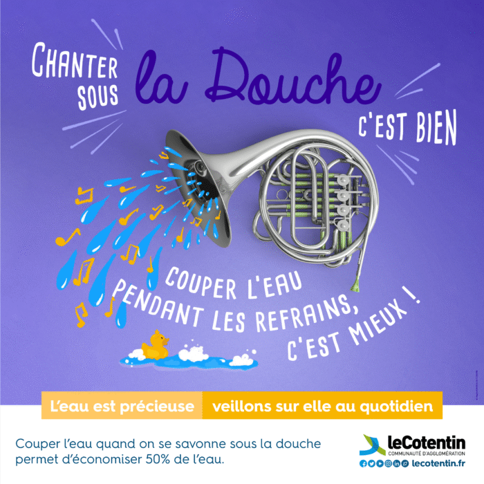 affiche : chanter sous la douche c'est bien, couper l'eau pendant les refrains c'est mieux"