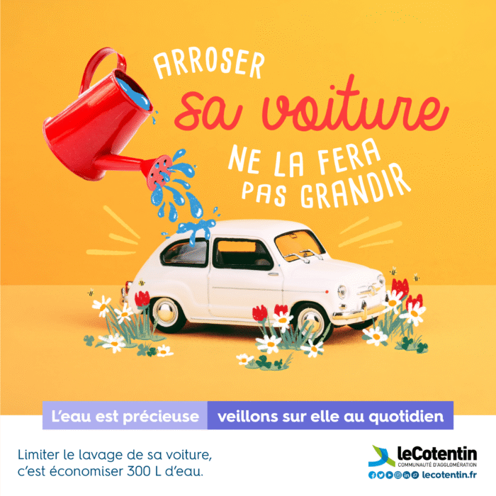 Affiche : arroser sa voiture ne la fait pas grandir
