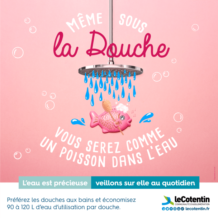affiche : Même sous la douche vous serez comme un poisson dans l'eau