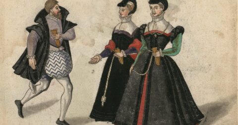 Représentation d'un homme et ses dames de cour