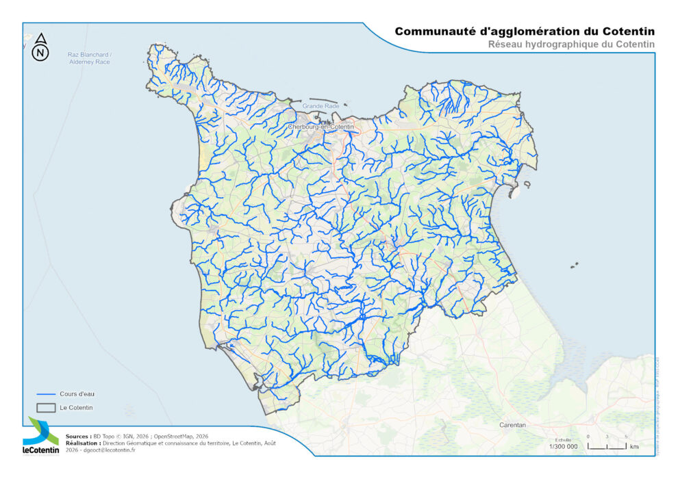 Les cours d'eau dans le Cotentin